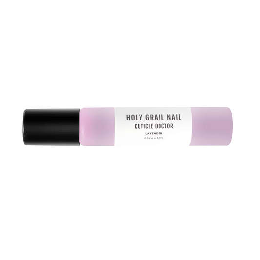 Lavender scented cuticle oil in purple bottle for nail treatment