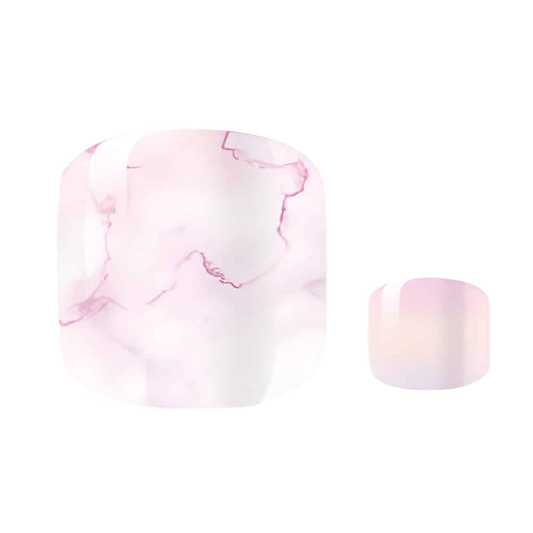 Pink marble non-UV pedicure wraps with purple veining for at-home pedicures