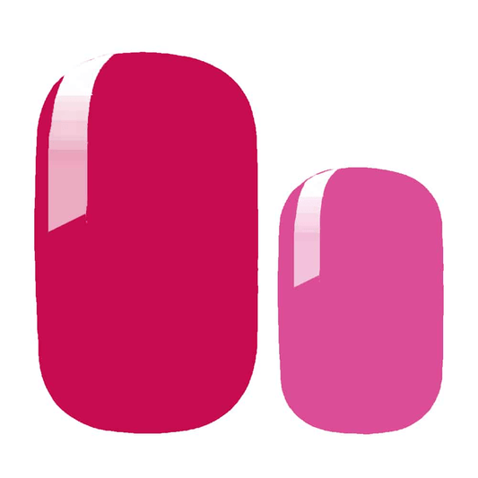 Pink and berry solid colour nail wraps in glossy finish for at-home manicure