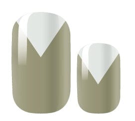 Sage green nail wraps with white chevron mountain design non-UV gel nails