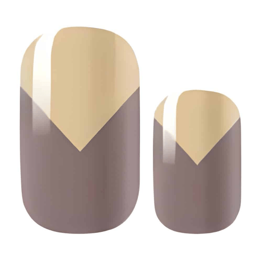 Brown and gold geometric nail wraps with chevron pattern for classic manicure design