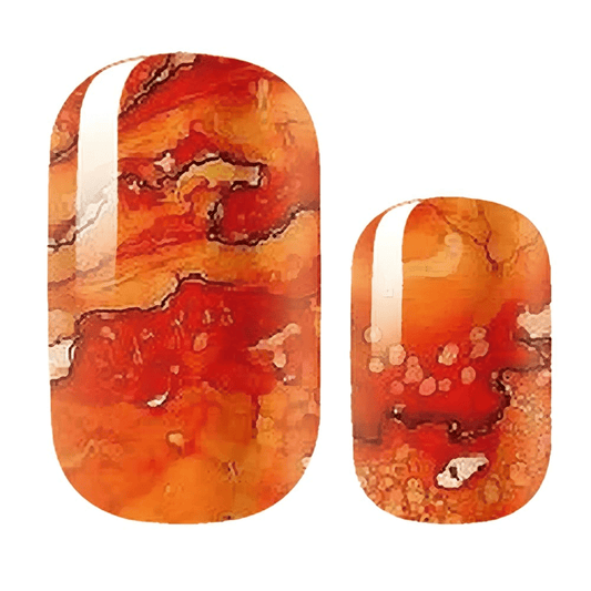 Orange marble effect nail wraps with terracotta stone pattern design