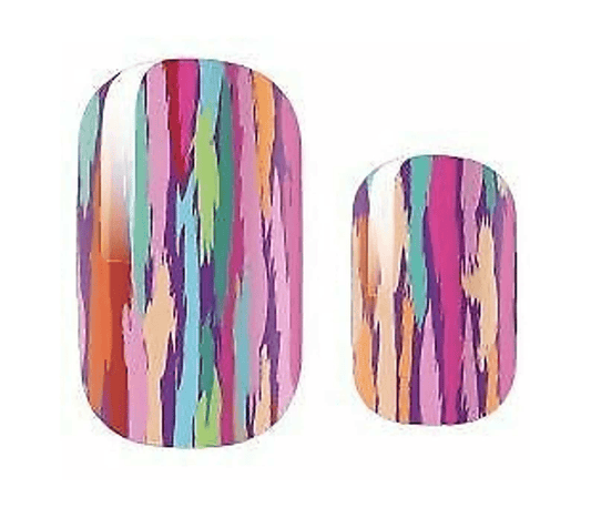 Colourful vertical stripe nail wraps with rainbow multicolour pattern design