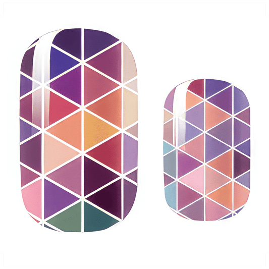 Geometric mosaic nail wraps purple pink gradient triangular pattern nail art design