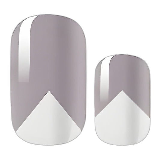 Grey and white mountain geometric pattern non-UV nail wraps for minimalist manicure