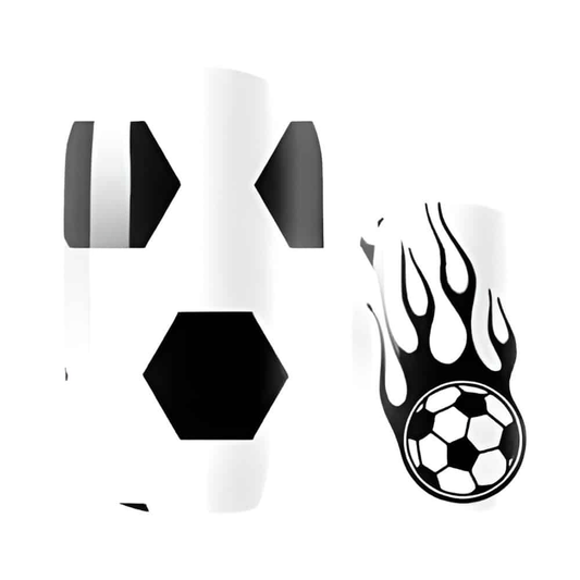 Black and white football soccer themed nail wraps with geometric patterns