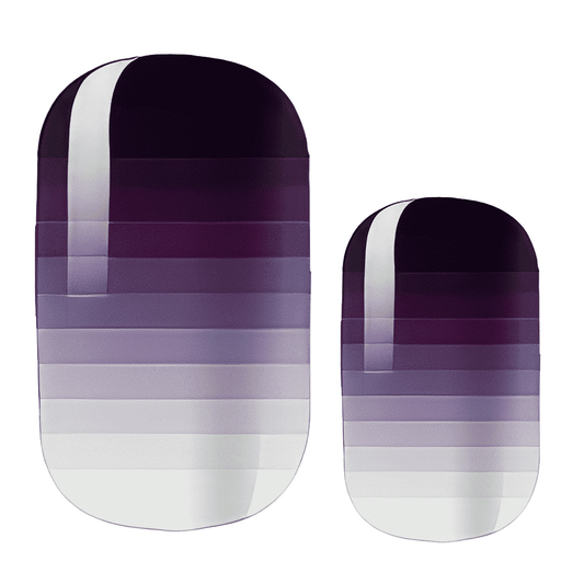 Purple ombre gradient nail wraps fading from dark plum to white