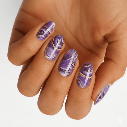Holy Grail Nail Non-UV Nail Wraps Purple Precious - Wide Fit Wrap (22 Piece)