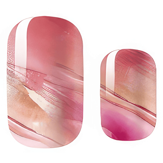 Pink watercolour marble nail wraps with abstract gradient design