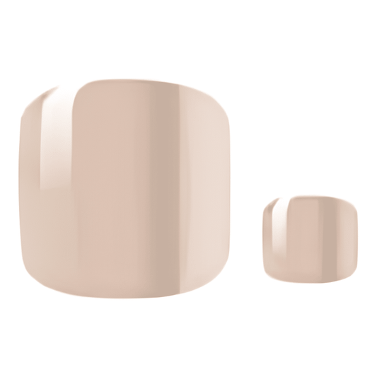 Glossy nude beige pedicure nail wraps in two sizes for natural toe nail art