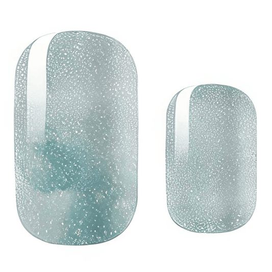 Seafoam shimmer nail wraps with glitter sparkle effect in sage green finish