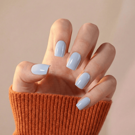 Holy Grail Nail press on Blue Sky (Glazed) - Soft Gel Press Ons (Short Square)