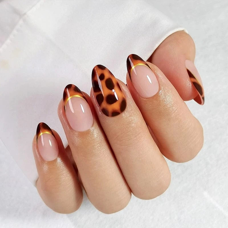 Holy Grail Nail press on Tortoiseshell French Mani - Soft Gel Press Ons (Short Almond)