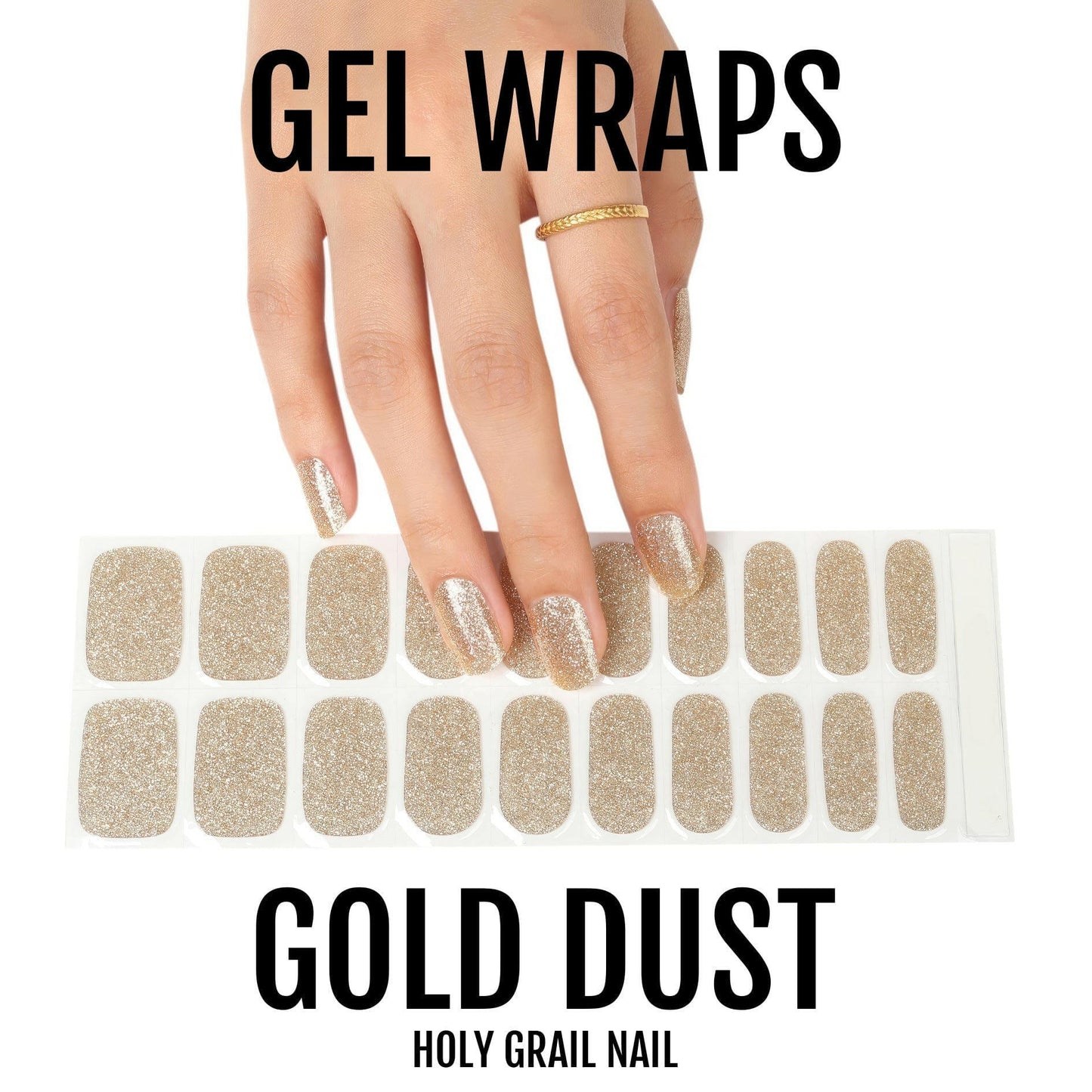 Holy Grail Nail Semi-Cured Gels Gold Dust - Gels, Champagne Glitter Gel, Hello Nails