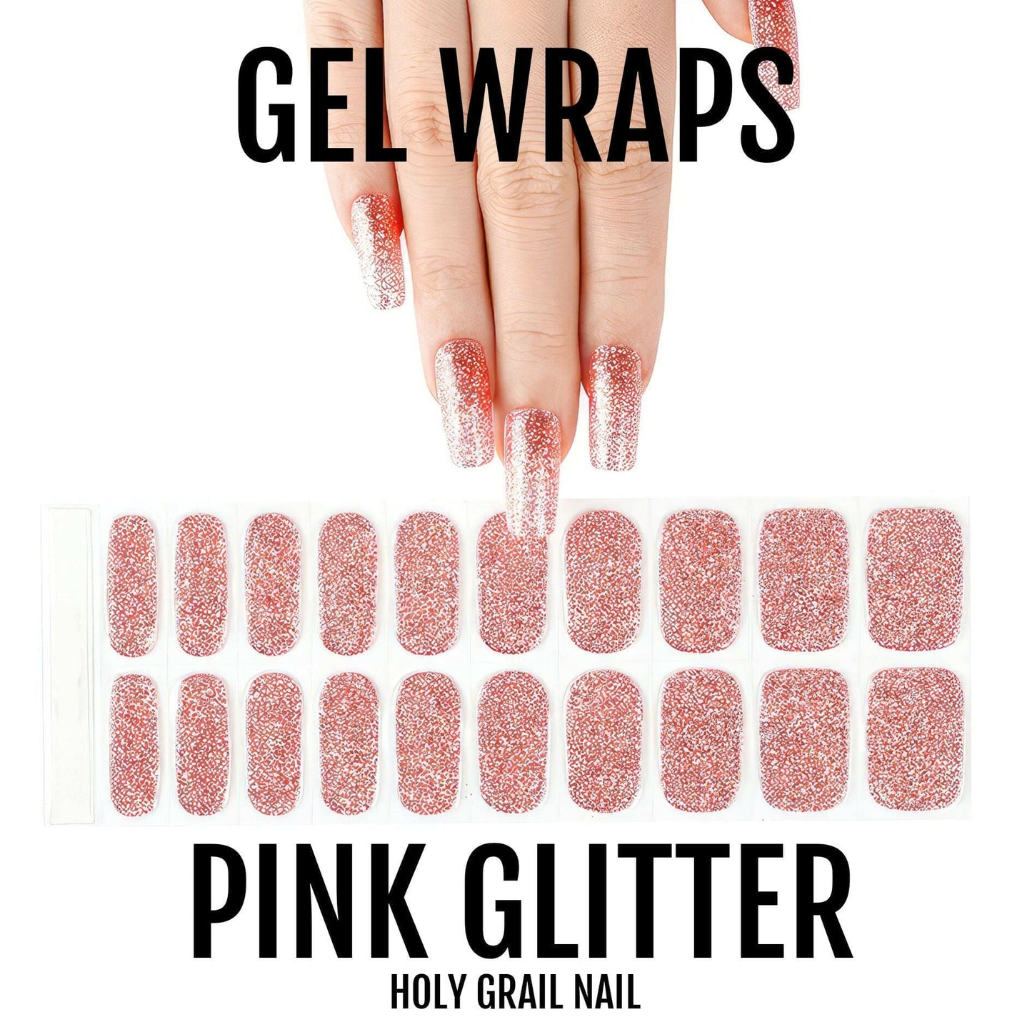 Holy Grail Nail Semi-Cured Gels Pink Glitter - Gels, Pink Glitter Gel, Hello Nails
