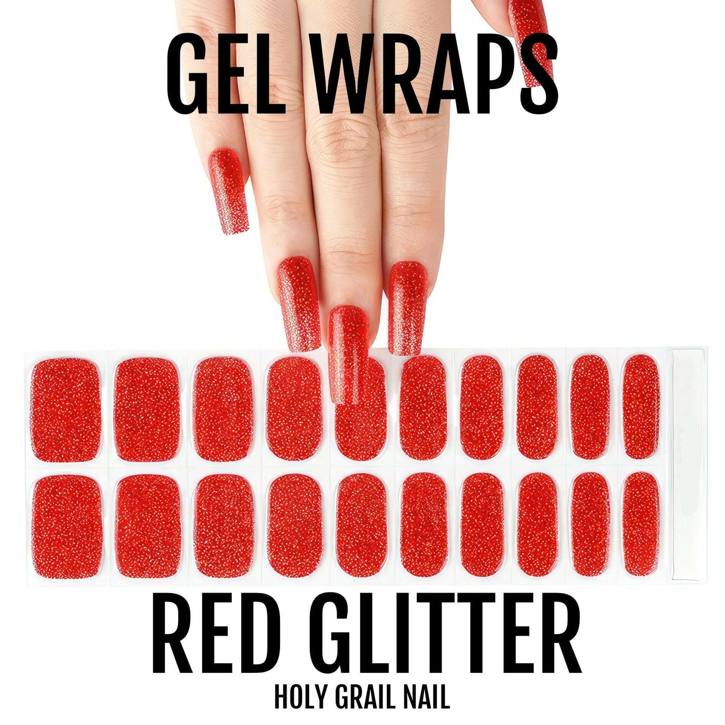 Holy Grail Nail Semi-Cured Gels Red Glitter - Gels, Red Glitz Gels, Holy Gels, Red Glitter Gel, Hello Nails