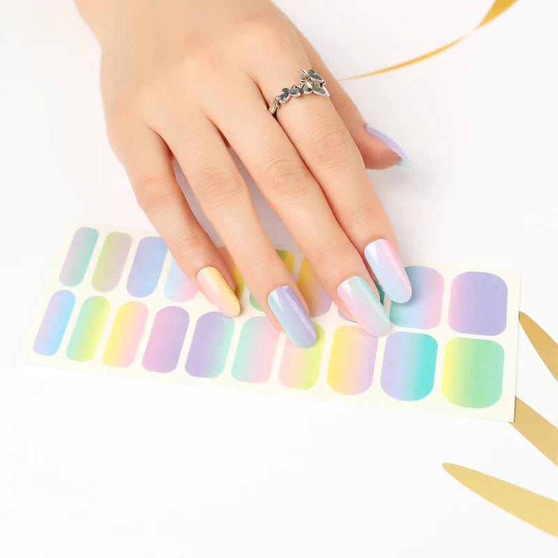 Holy Grail Nail Non-UV Nail Wraps Ombre Rainbow - Wide Fit Wrap (20 Piece)