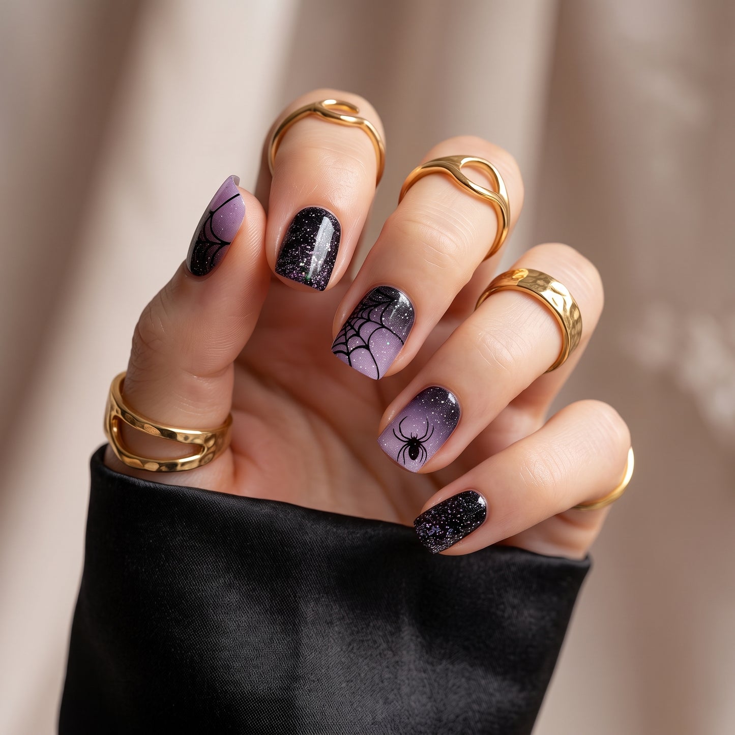 Along Came A Spider - Soft Gel Press Ons (Short Square)