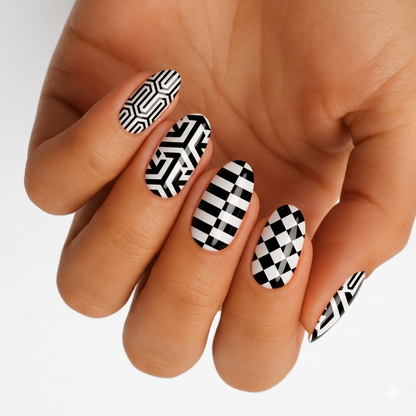 Black And White Mix - Holy Classics (Non-UV Nail Wraps)