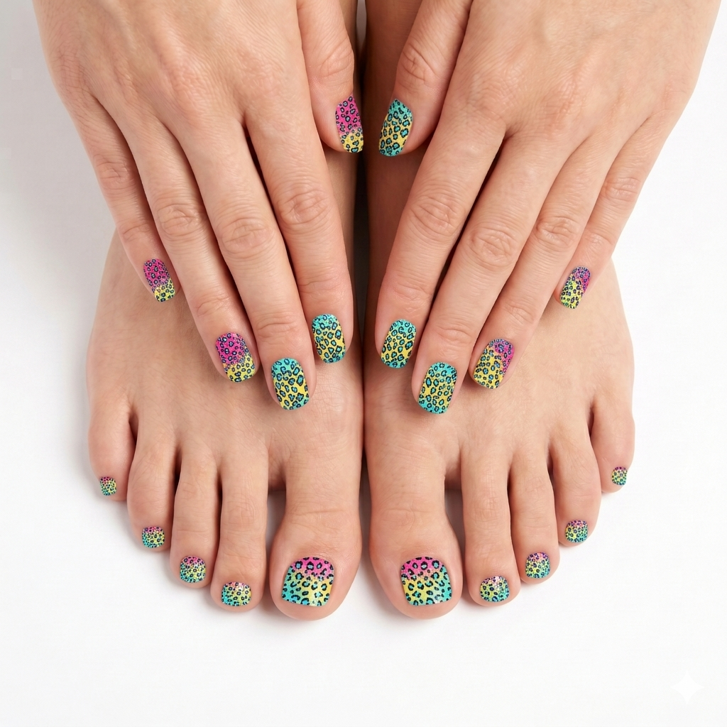 Matching Tips & Toes - Rainbow Leopard