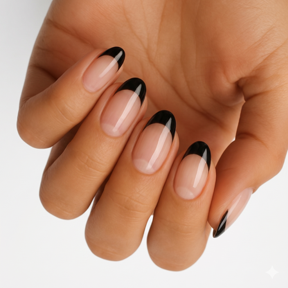Black French Mani (Part Transparent)- Holy Classics (Non-UV Nail Wraps)