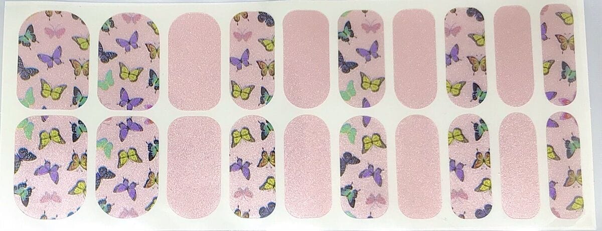 Holy Grail Nail Non-UV Nail Wraps Butterfly Mania (Wide) - Wide Fit Wrap (20 Piece)