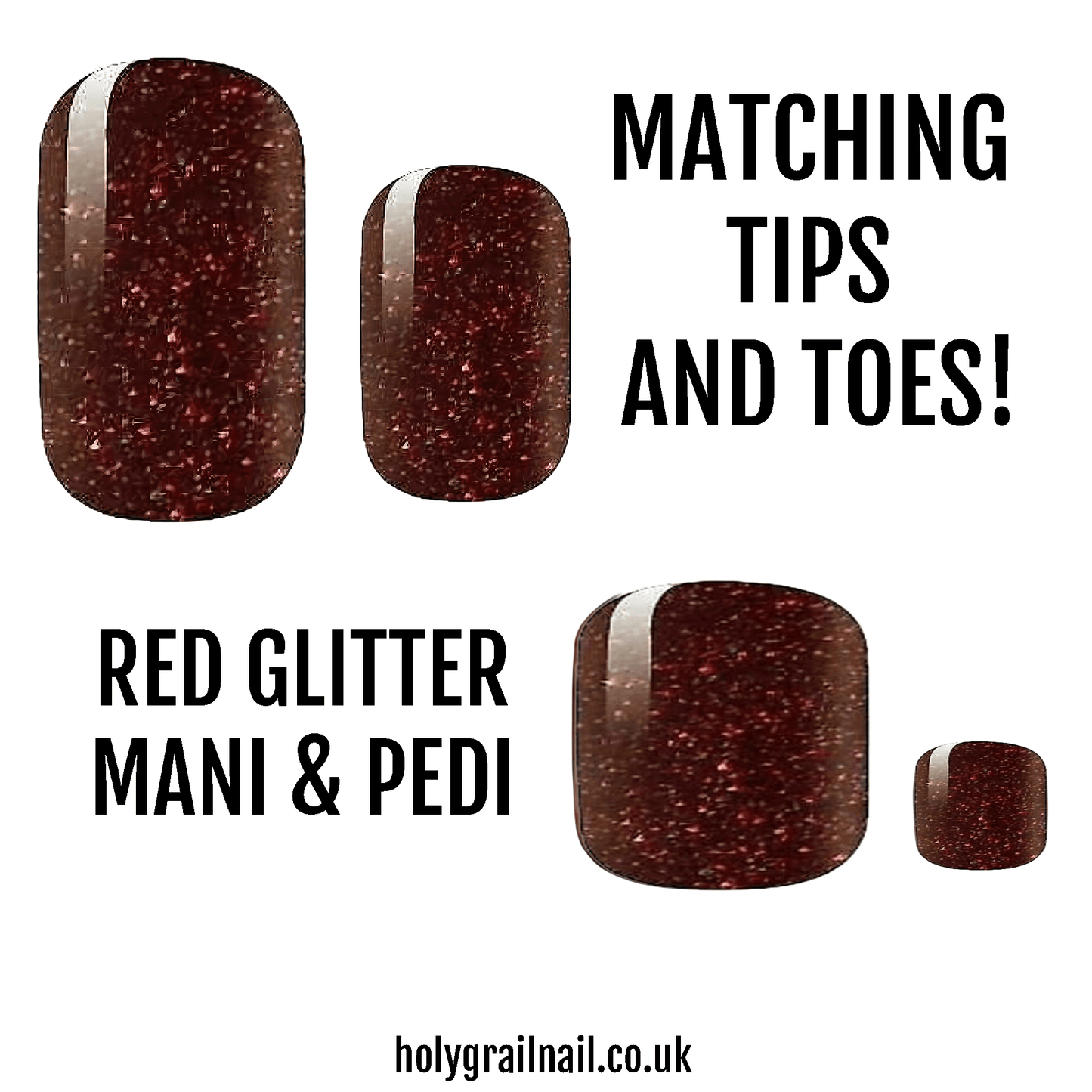 Matching Tips & Toes - Red Glitter