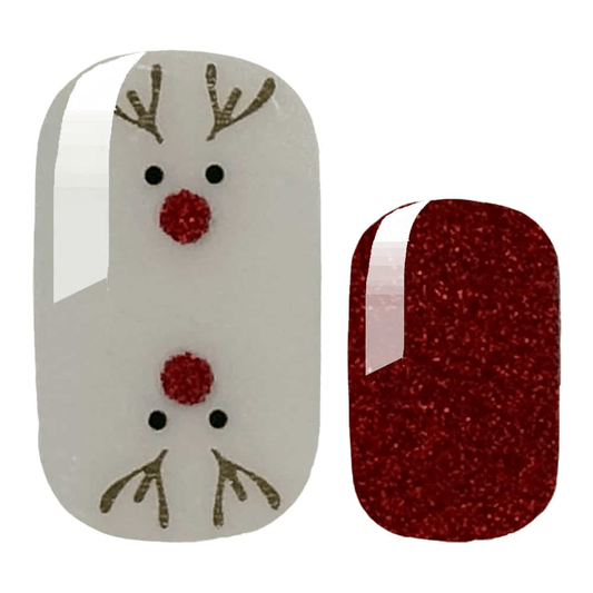 Red Nosed Reindeer (Transparent) - Holy Classics (Non-UV Nail Wraps)