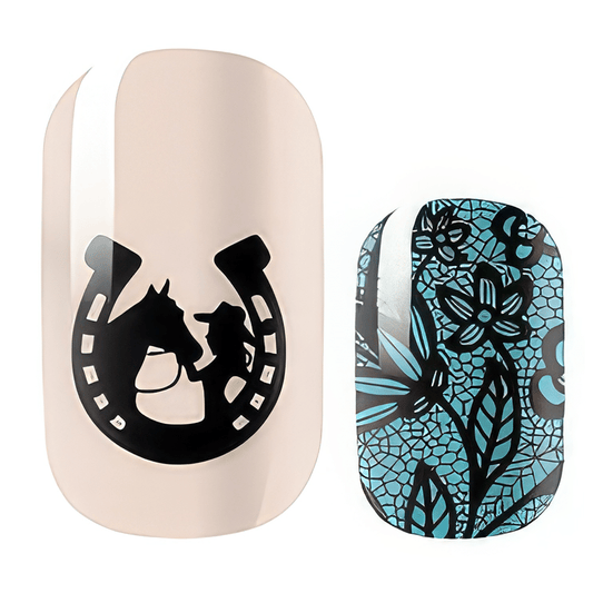 Turquoise Leopard and Lace - Holy Classics (Non-UV Nail Wraps)