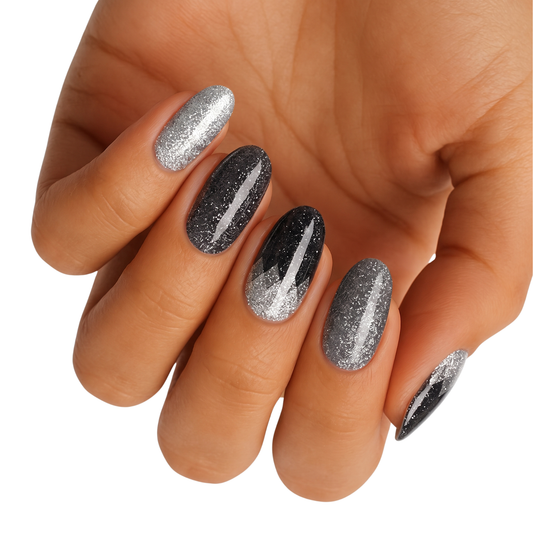 Black and White Tesselate (Glitter) - Holy Classics (Non-UV Nail Wraps)