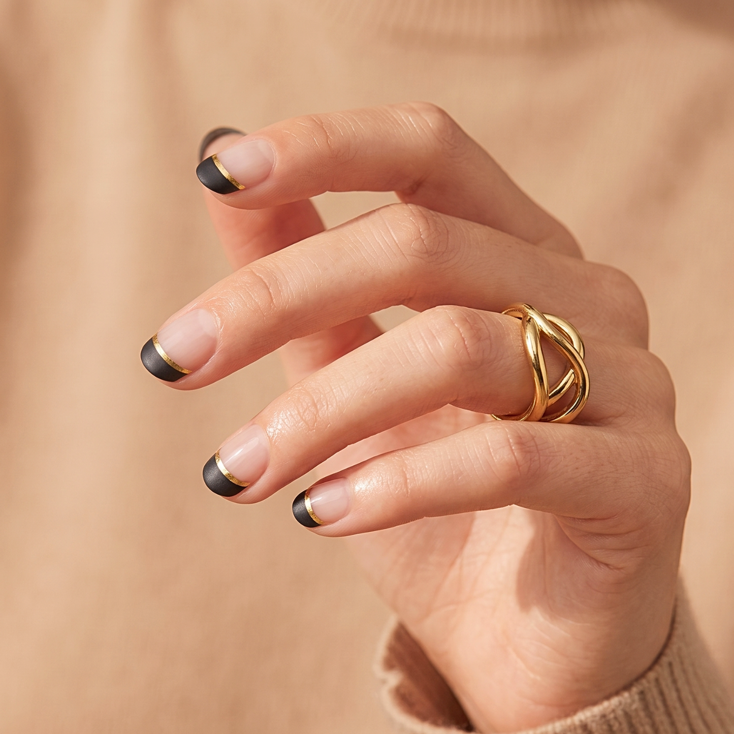Black and Gold French Mani (Part Transparent)- Holy Classics (Non-UV Nail Wraps)