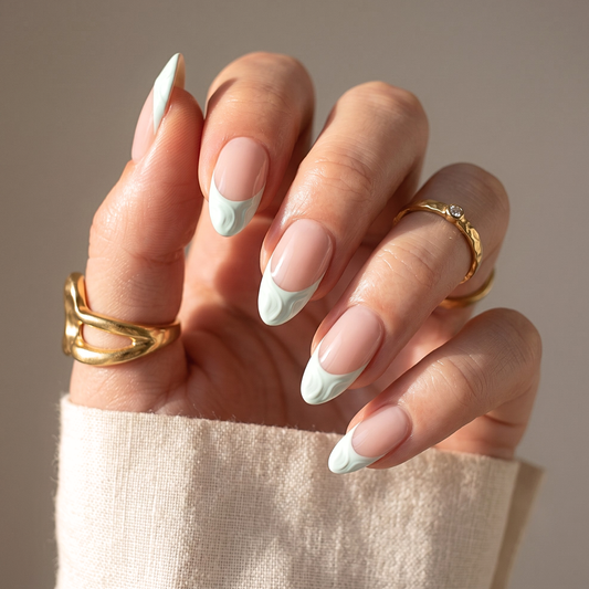 French Wave - Soft Gel Press Ons (Short Almond)
