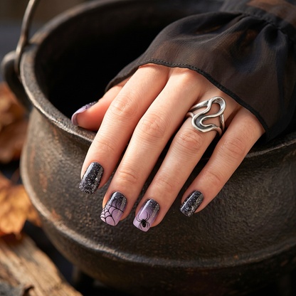 Along Came A Spider - Soft Gel Press Ons (Short Square)