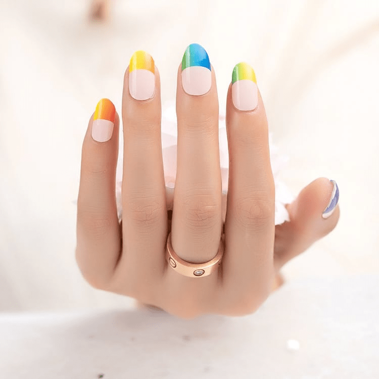 Rainbow French Mani (Part Transparent)- Holy Classics (Non-UV Nail Wraps)