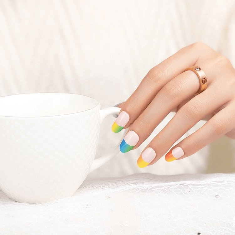 Rainbow French Mani (Part Transparent)- Holy Classics (Non-UV Nail Wraps)