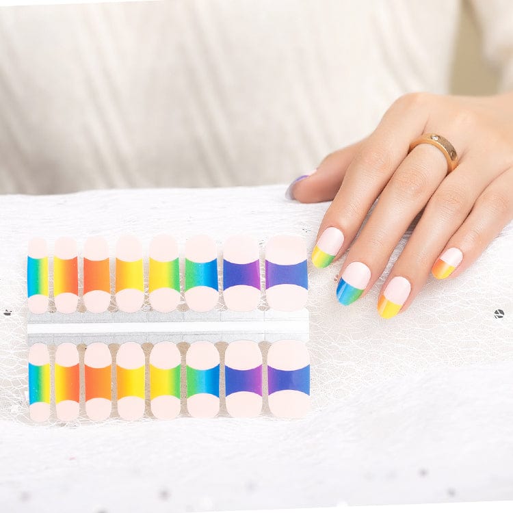 Rainbow French Mani (Part Transparent)- Holy Classics (Non-UV Nail Wraps)