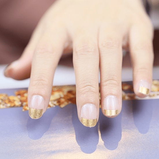 Gold Leaf French Mani (Part Transparent)- Holy Classics (Non-UV Nail Wraps)