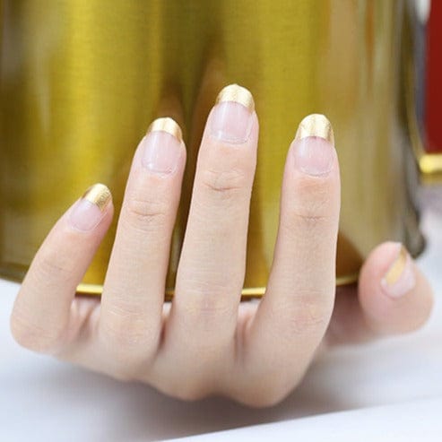 Gold Leaf French Mani (Part Transparent)- Holy Classics (Non-UV Nail Wraps)