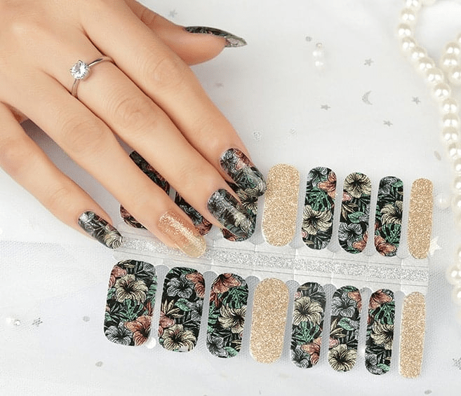 Tropical Flower (Glitter) - Holy Classics (Non-UV Nail Wraps)