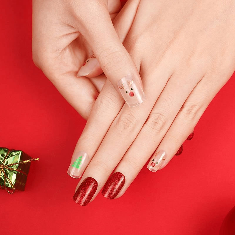 Red Nosed Reindeer (Transparent) - Holy Classics (Non-UV Nail Wraps)