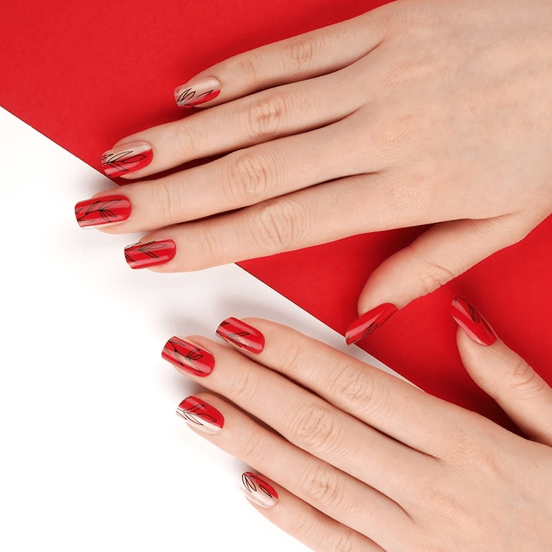 Red Fern (Transparent) - Holy Classics (Non-UV Nail Wraps)