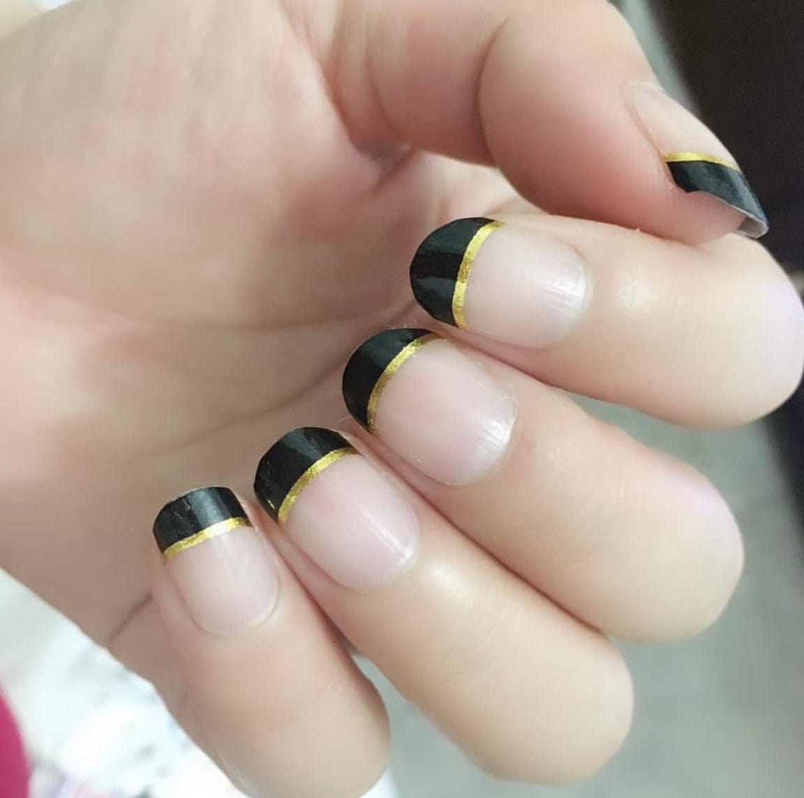 Black and Gold French Mani (Part Transparent)- Holy Classics (Non-UV Nail Wraps)