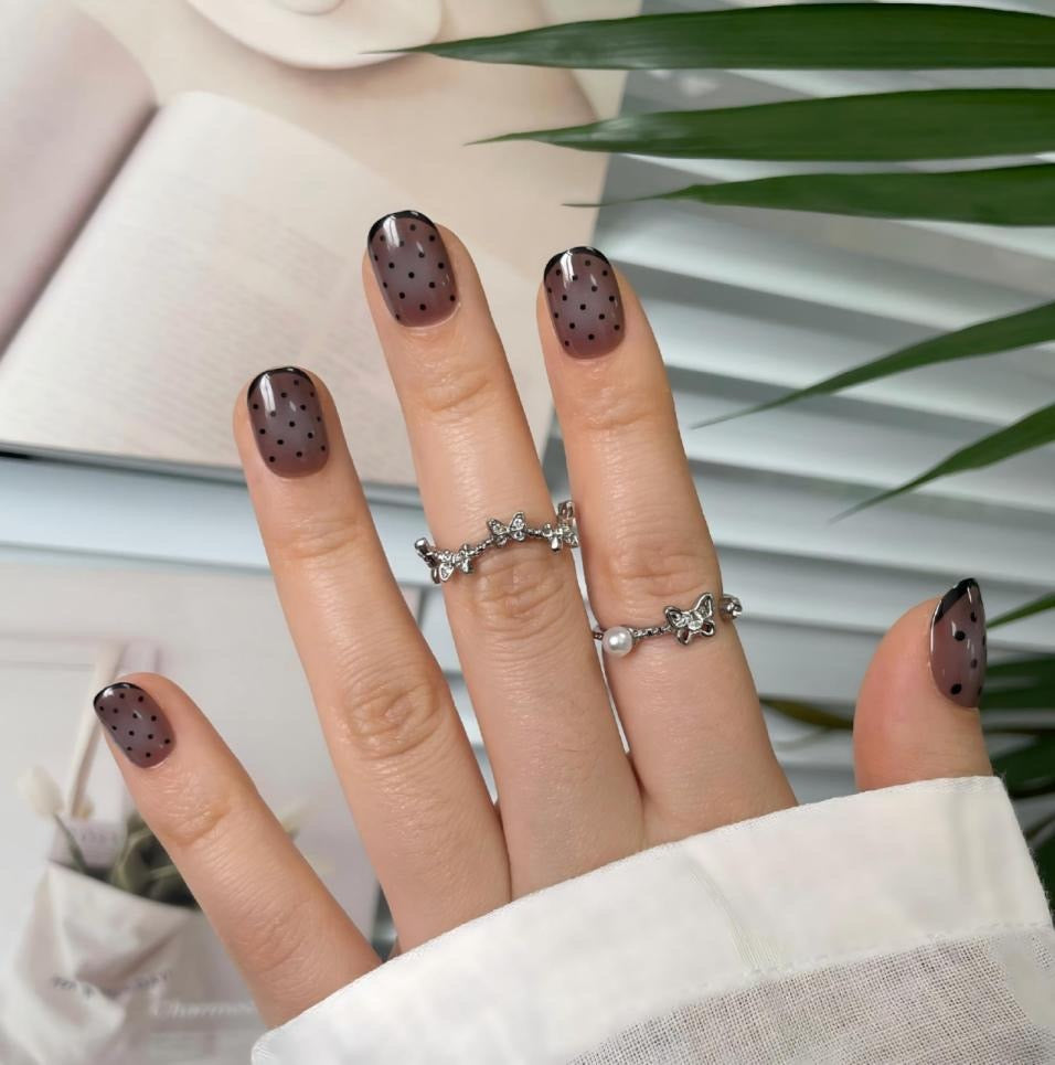 Micro Dot - Soft Gel Press Ons (Extra Short Natural)