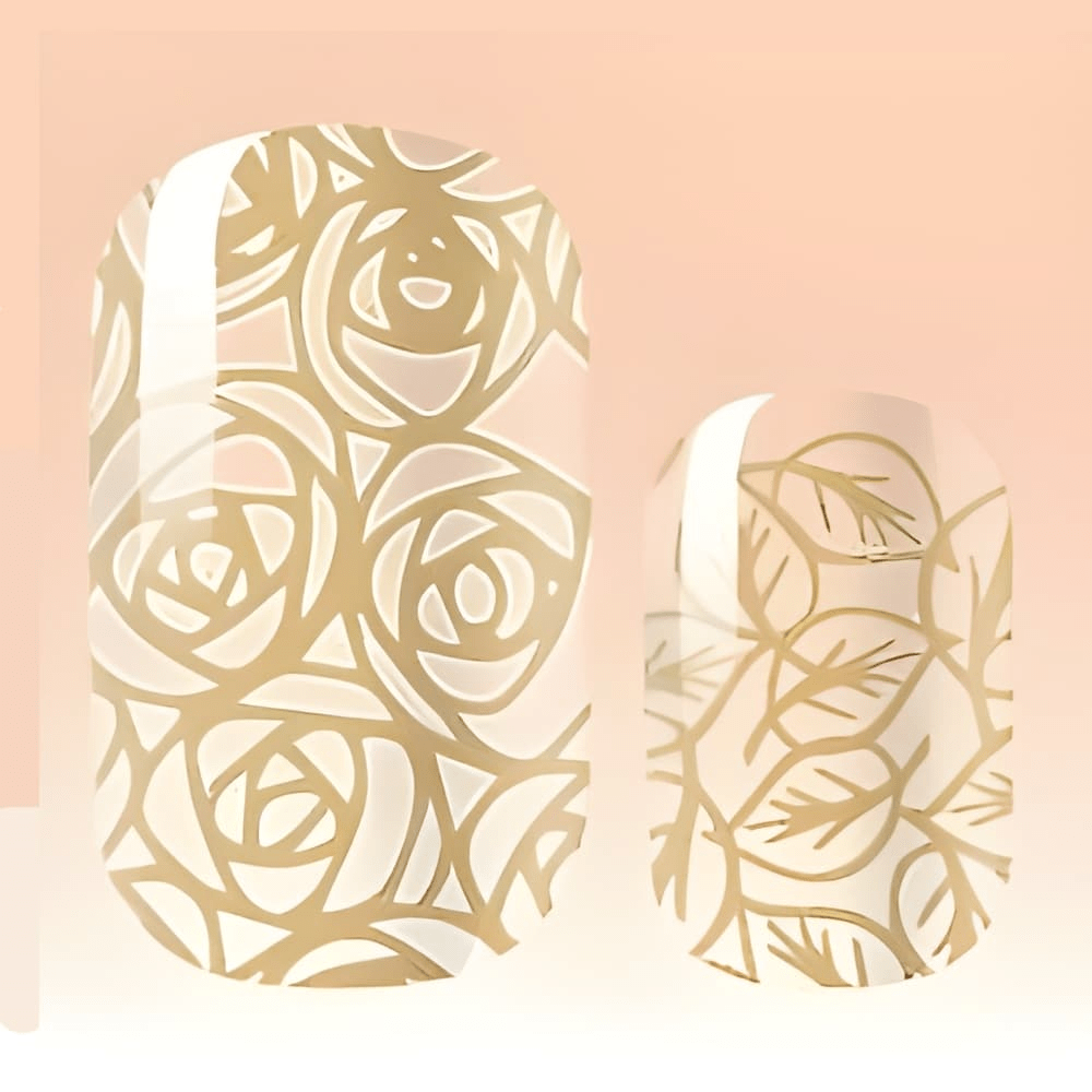 Golden Flowers (Part Transparent)- Holy Classics (Non-UV Nail Wraps)