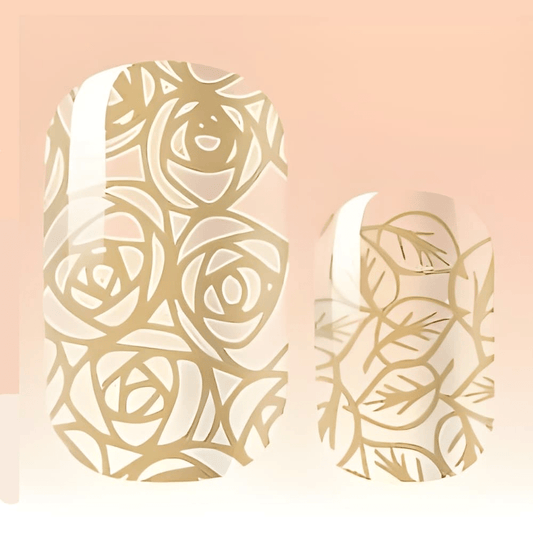 Golden Flowers (Part Transparent)- Holy Classics (Non-UV Nail Wraps)