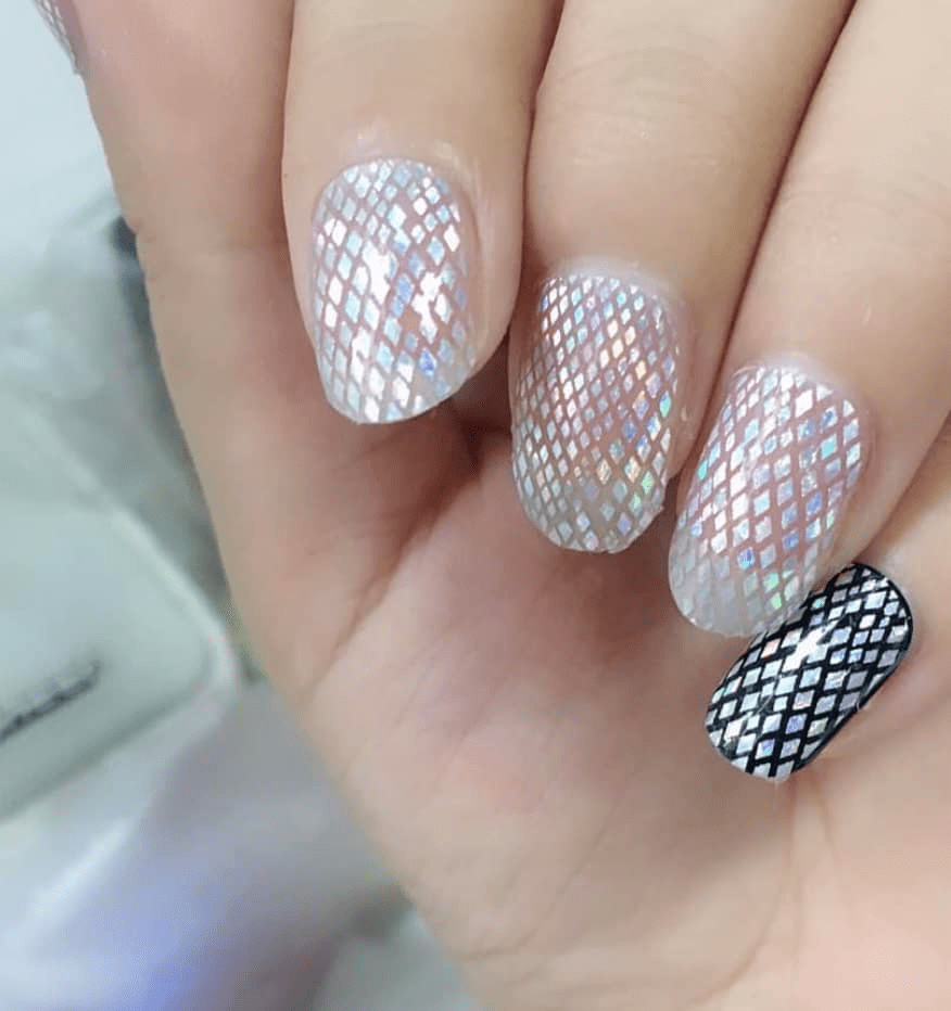 Holographic Snakeskin (Part Transparent)- Holy Classics (Non-UV Nail Wraps)