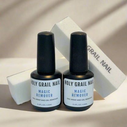 Nail care bundle with two white gel removers and buffer block for professional manicure tools