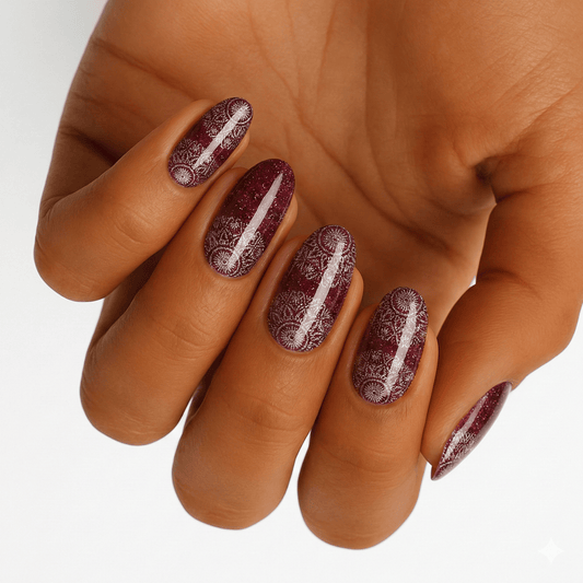 Holy Grail Nail Non-UV Nail Wraps Glitter Mandala (Glitter) - Wide Fit Wrap (22 Piece)