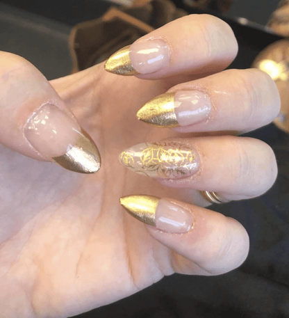 Holy Grail Nail Non-UV Nail Wraps Gold Leaf French Mani (Part Transparent)- Holy Classics (Non-UV Nail Wraps)