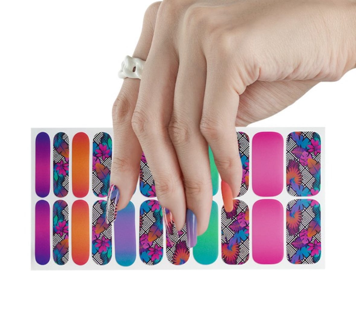 Holy Grail Nail Non-UV Nail Wraps Kyoto Garden - Wide Fit Wrap (22 Piece)